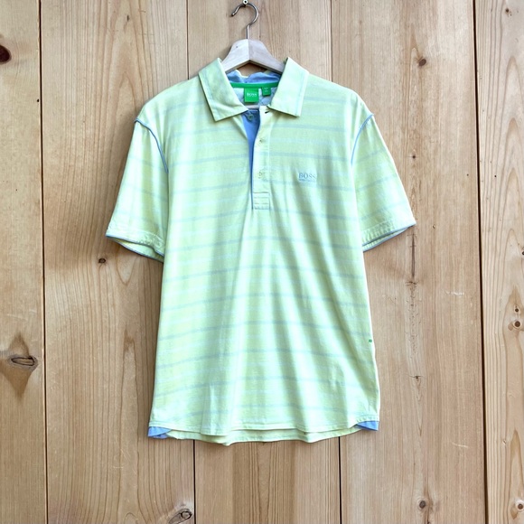 Hugo Boss Polo Lemon Yellow Shirt Sz Large FREE SHIPPING - Picture 2 of 7
